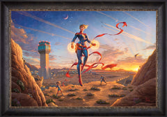 Captain Marvel - Dawn of A New Day Wall Art by Thomas Kinkade Studios Standard Number Canvas 24" x 36" Cabernet