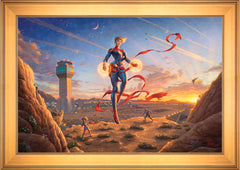Captain Marvel - Dawn of A New Day Wall Art by Thomas Kinkade Studios Standard Number Canvas 24" x 36" Gallery Gold