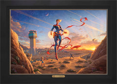 Captain Marvel - Dawn of A New Day Wall Art by Thomas Kinkade Studios Estate Edition Canvas 24" x 36" Modern Black