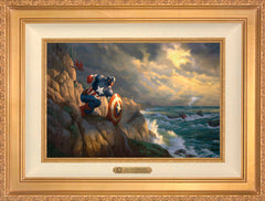 Captain America Sentinel of Liberty Wall Art by Thomas Kinkade Studios Estate Edition Canvas 12" x 18" Antique Gold