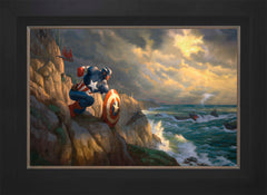 Captain America Sentinel of Liberty Wall Art by Thomas Kinkade Studios Standard Number Canvas 18" x 27" Modern Black