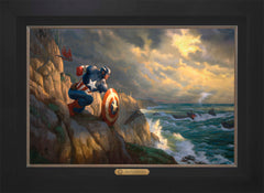 Captain America Sentinel of Liberty Wall Art by Thomas Kinkade Studios Estate Edition Canvas 18" x 27" Modern Black