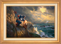 Captain America Sentinel of Liberty Wall Art by Thomas Kinkade Studios Standard Number Canvas 24" x 36" Antique Gold