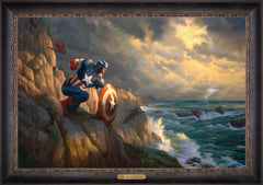 Captain America Sentinel of Liberty Wall Art by Thomas Kinkade Studios Estate Edition Canvas 24" x 36" Cabernet