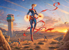 Captain Marvel - Dawn of A New Day Wall Art by Thomas Kinkade Studios Canvas Gallery Wrap 10" x 14" Unframed