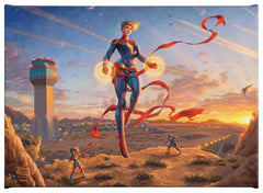 Captain Marvel - Dawn of A New Day Wall Art by Thomas Kinkade Studios Canvas Gallery Wrap 10" x 14" Unframed