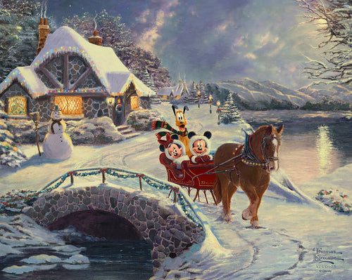 Disney Mickey and Minnie Evening Sleigh Ride Wall Art by Thomas Kinkade Studios Canvas Gallery Wrap 8