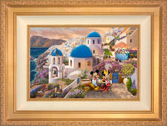 Disney Mickey and Minnie in Greece Wall Art by Thomas Kinkade Studios Standard Number Canvas 12" x 18" Antique Gold