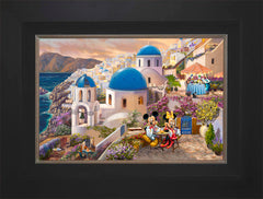 Disney Mickey and Minnie in Greece Wall Art by Thomas Kinkade Studios Standard Number Canvas 12" x 18" Modern Black