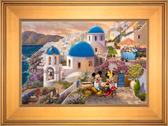 Disney Mickey and Minnie in Greece Wall Art by Thomas Kinkade Studios Standard Number Canvas 12" x 18" Gallery Gold