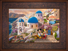 Disney Mickey and Minnie in Greece Wall Art by Thomas Kinkade Studios Standard Number Canvas 12" x 18" Gallery Bronze