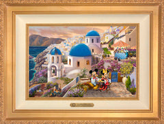 Disney Mickey and Minnie in Greece Wall Art by Thomas Kinkade Studios Estate Edition Canvas 12" x 18" Antique Gold