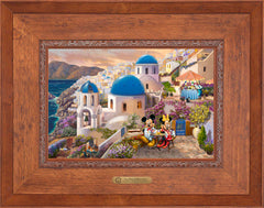 Disney Mickey and Minnie in Greece Wall Art by Thomas Kinkade Studios Estate Edition Canvas 12" x 18" Rustic Andalucian