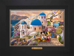 Disney Mickey and Minnie in Greece Wall Art by Thomas Kinkade Studios Estate Edition Canvas 12" x 18" Modern Black