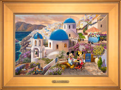 Disney Mickey and Minnie in Greece Wall Art by Thomas Kinkade Studios Estate Edition Canvas 12" x 18" Gallery Gold