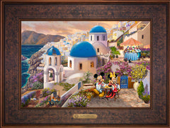 Disney Mickey and Minnie in Greece Wall Art by Thomas Kinkade Studios Estate Edition Canvas 12" x 18" Gallery Bronze