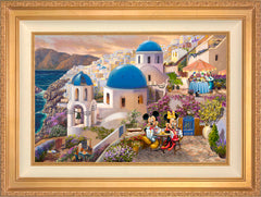 Disney Mickey and Minnie in Greece Wall Art by Thomas Kinkade Studios Standard Number Canvas 18" x 27" Antique Gold