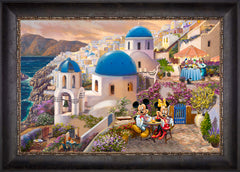 Disney Mickey and Minnie in Greece Wall Art by Thomas Kinkade Studios Standard Number Canvas 18" x 27" Cabernet
