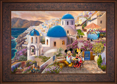 Disney Mickey and Minnie in Greece Wall Art by Thomas Kinkade Studios Standard Number Canvas 18" x 27" Gallery Bronze