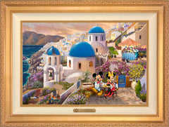 Disney Mickey and Minnie in Greece Wall Art by Thomas Kinkade Studios Estate Edition Canvas 18" x 27" Antique Gold