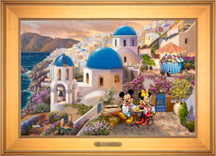 Disney Mickey and Minnie in Greece Wall Art by Thomas Kinkade Studios Estate Edition Canvas 18" x 27" Gallery Gold