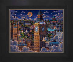 Peter Pan Learning to Fly Wall Art by Eric Dowdle Standard Number Canvas 16" x 20" Modern Black