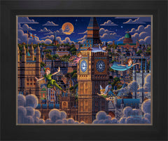 Peter Pan Learning to Fly Wall Art by Eric Dowdle Standard Number Canvas 24" x 30" Modern Black