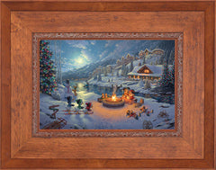 Disney Mickey and Minnie Christmas Lodge Wall Art by Thomas Kinkade Studios Standard Number Canvas 12" x 18" Rustic Andalucian