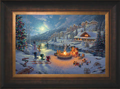 Disney Mickey and Minnie Christmas Lodge Wall Art by Thomas Kinkade Studios Standard Number Canvas 12" x 18" Estate Bronze
