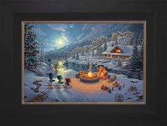 Disney Mickey and Minnie Christmas Lodge Wall Art by Thomas Kinkade Studios Standard Number Canvas 12" x 18" Modern Black