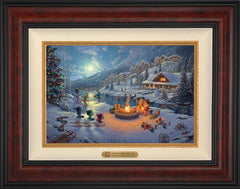 Disney Mickey and Minnie Christmas Lodge Wall Art by Thomas Kinkade Studios Estate Edition Canvas 12" x 18" Gallery Burl