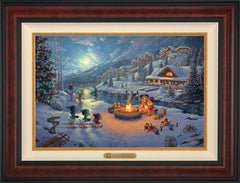 Disney Mickey and Minnie Christmas Lodge Wall Art by Thomas Kinkade Studios Estate Edition Canvas 18" x 27" Gallery Burl