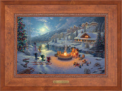 Disney Mickey and Minnie Christmas Lodge Wall Art by Thomas Kinkade Studios Estate Edition Canvas 18" x 27" Rustic Andalucian