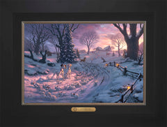 Disney 101 Dalmatians on the Run Wall Art by Thomas Kinkade Studios Estate Edition Canvas 12" x 18" Modern Black