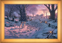 Disney 101 Dalmatians on the Run Wall Art by Thomas Kinkade Studios Standard Number Canvas 24" x 36" Gallery Gold