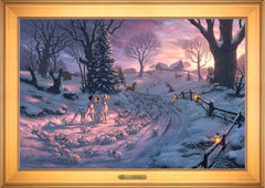 Disney 101 Dalmatians on the Run Wall Art by Thomas Kinkade Studios Estate Edition Canvas 24" x 36" Gallery Gold