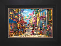 Disney Mickey and Minnie in Mexico Wall Art by Thomas Kinkade Studios Standard Number Canvas 12" x 18" Modern Black