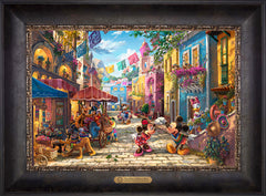 Disney Mickey and Minnie in Mexico Wall Art by Thomas Kinkade Studios Estate Edition Canvas 12" x 18" Cabernet