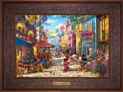 Disney Mickey and Minnie in Mexico Wall Art by Thomas Kinkade Studios Estate Edition Canvas 12" x 18" Gallery Bronze