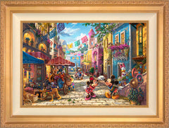 Disney Mickey and Minnie in Mexico Wall Art by Thomas Kinkade Studios Standard Number Canvas 18" x 27" Antique Gold