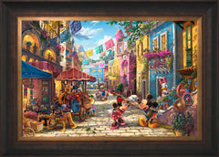 Disney Mickey and Minnie in Mexico Wall Art by Thomas Kinkade Studios Standard Number Canvas 18" x 27" Modern Black