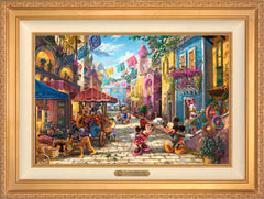 Disney Mickey and Minnie in Mexico Wall Art by Thomas Kinkade Studios Estate Edition Canvas 18" x 27" Antique Gold