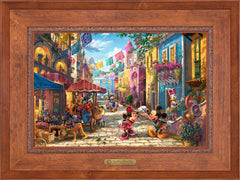 Disney Mickey and Minnie in Mexico Wall Art by Thomas Kinkade Studios Estate Edition Canvas 18" x 27" Rustic Andalucian