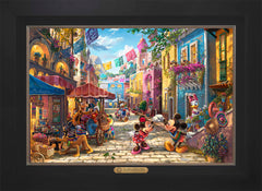 Disney Mickey and Minnie in Mexico Wall Art by Thomas Kinkade Studios Estate Edition Canvas 18" x 27" Modern Black