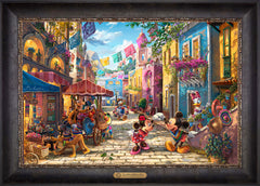 Disney Mickey and Minnie in Mexico Wall Art by Thomas Kinkade Studios Estate Edition Canvas 18" x 27" Cabernet