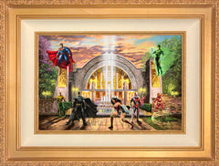 Hall of Justice Wall Art by Thomas Kinkade Studios Standard Number Canvas 12" x 18" Antique Gold