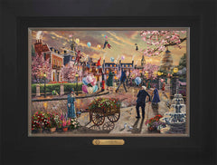 Disney Mary Poppins Returns Wall Art by Thomas Kinkade Studios Estate Edition Canvas 12" x 18" Modern Black