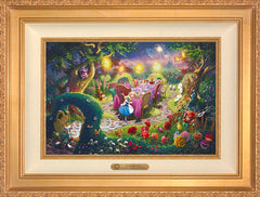 Disney Mad Hatter's Tea Party Wall Art by Thomas Kinkade Studios Estate Edition Canvas 12" x 18" Antique Gold