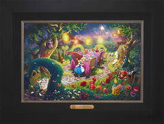 Disney Mad Hatter's Tea Party Wall Art by Thomas Kinkade Studios Estate Edition Canvas 12" x 18" Modern Black