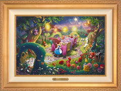 Disney Mad Hatter's Tea Party Wall Art by Thomas Kinkade Studios Estate Edition Canvas 18" x 27" Antique Gold